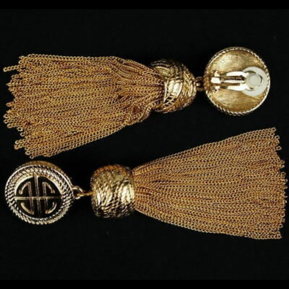 Authentic Givenchy Statement Gold Tone Tassel Ear… - image 5
